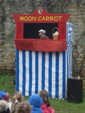 Fox puppet in an easter bonnet