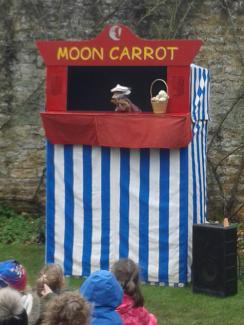 Fox puppet in an easter bonnet